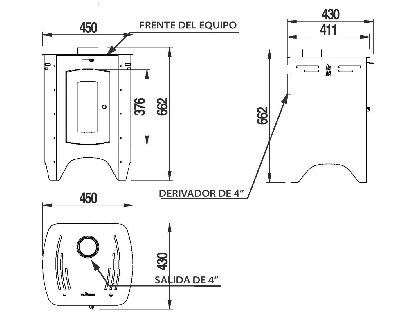 Estufa a leña Ñuke Eco Puelo - convector de alto rendimiento con plancha superior